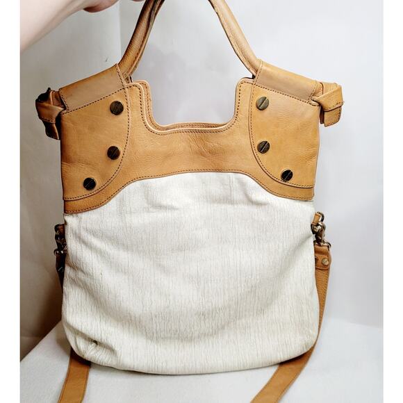 Foley and Corinna Lady ivory and tan leather tote bag - Picture 1 of 16